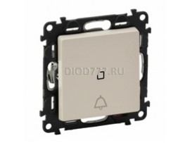 Legrand Valena Life Выключатель кнопочный 6А 250В Безвинтовые зажимы С лицевой панелью с символом "звонок", с подсветкой Слоновая кость