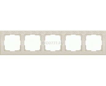 WL05-Frame-05-ivory / Рамка на 5 постов (слоновая кость)