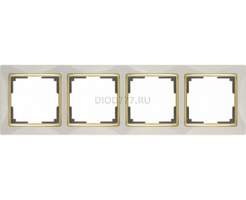 WL03-Frame-04-ivory-GD / Рамка на 4 поста (слоновая кость / золото)